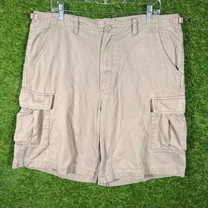 Cabelas Outdoors Mens Cargo Shorts Size 36 Khaki Tan Utility Pockets Casual